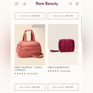 Rare Beauty Puffy Carryall Tote - Awaken Confidence Pink